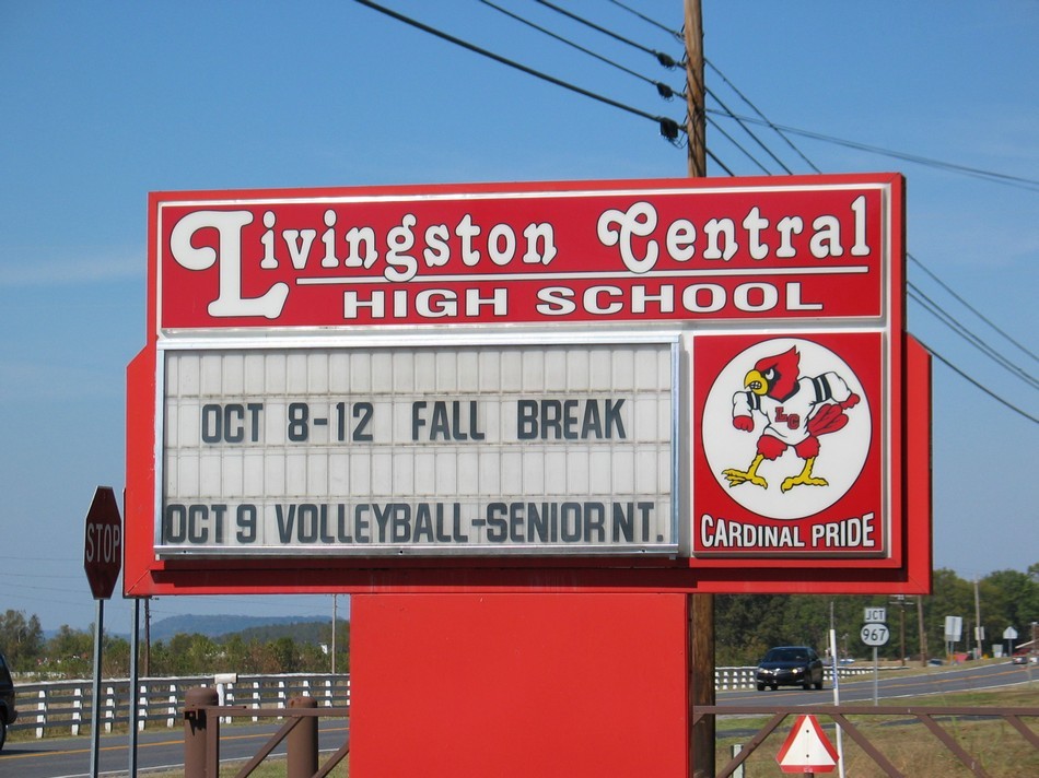 1122 Livingston Central High School sign